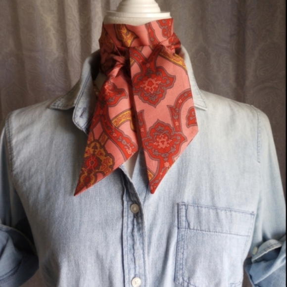 Liberty Art Fabric Skinny Scarf Organic Cotton Jimi Paisley Red Hendrix 60s 70s - Picture 2 of 14